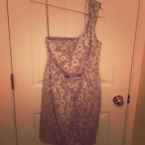 One shoulder silver Anthro dress